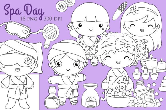Download Girl Doing Spa Treatment Day Digi Stamp - Premium Bundle