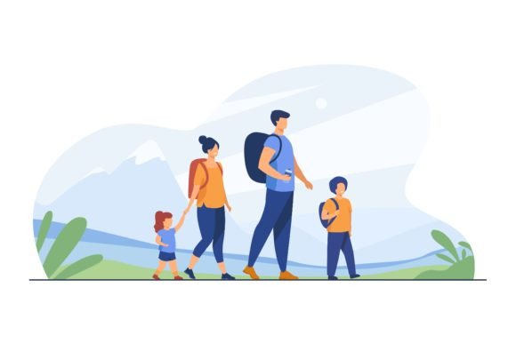 Download Happy Active Family Walking Outdoors. Co - Premium Resources